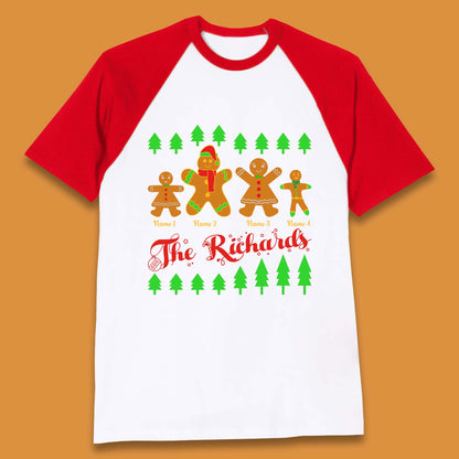 Personalised The Gingerbread Family Christmas Baseball T-Shirt