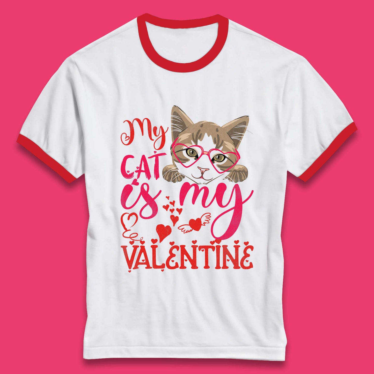 My Cat Is My Valentine Ringer T-Shirt