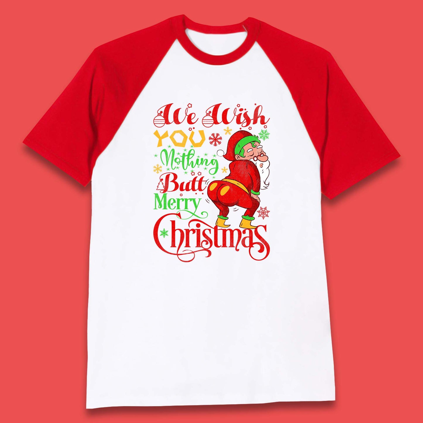 naughty santa christmas baseball t shirt