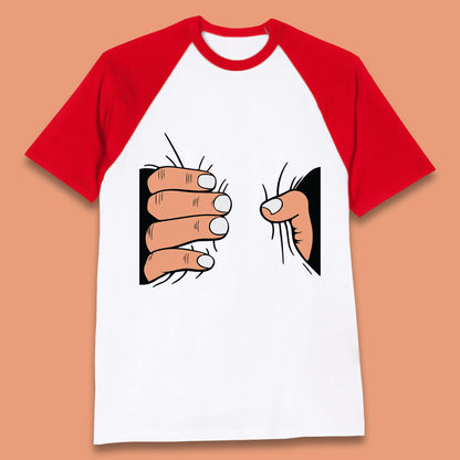 Crushing Handshake Big Hand Squeezing Funny Hand Grabbing Photographic Baseball T Shirt