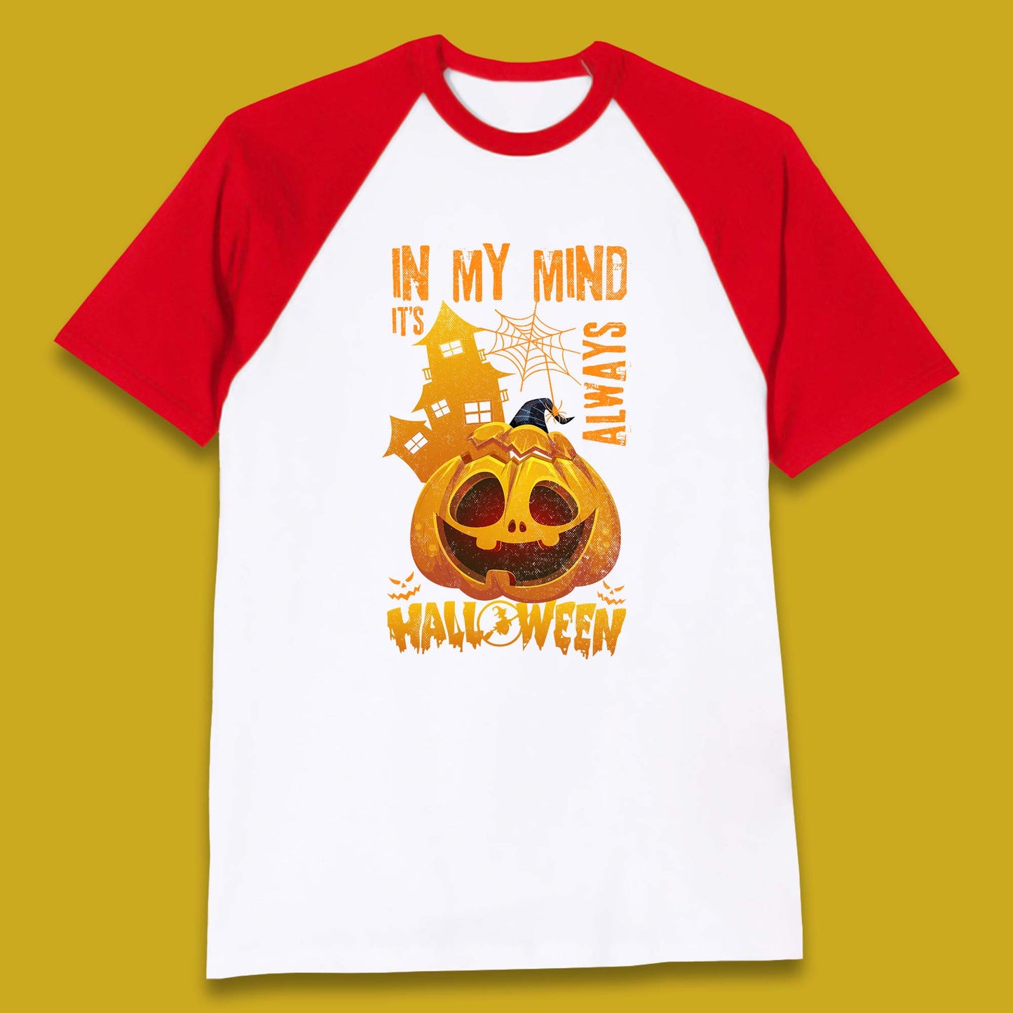 In My Mind It's Always Halloween Haunted House Horror Scary Monster Pumpkin Baseball T Shirt