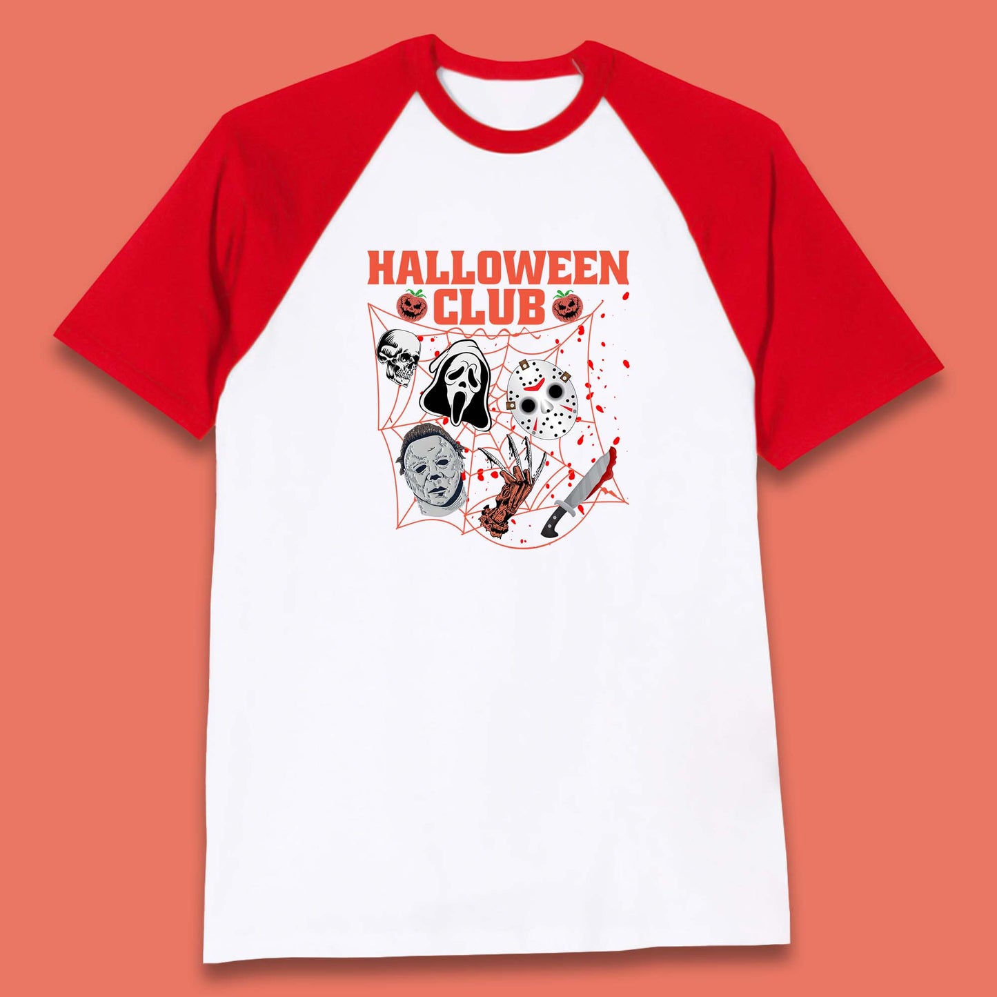 Halloween Club Horror Scary Friends Halloween Horror Movie Characters Baseball T Shirt