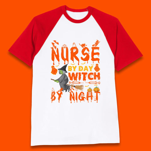 Nurse By Day Witch By Night Halloween Funny Nursing Spooky Nurse Baseball T Shirt