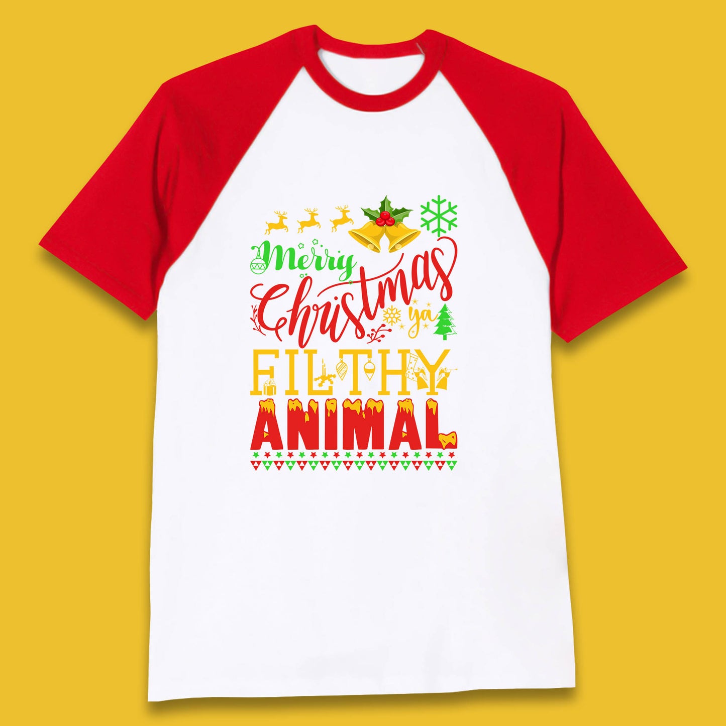 merry christmas ya filthy animal baseball t shirt