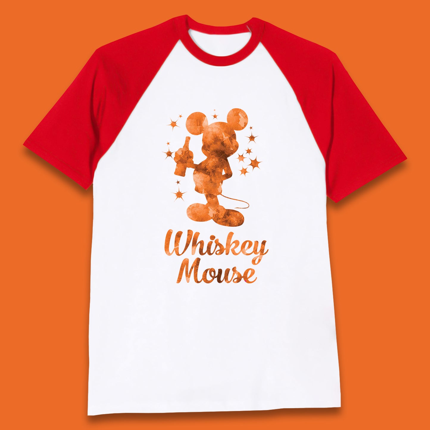 Whiskey Mouse Mickey Minnie Mouse Cartoon Character Holding Beer Bottle Disneyland Whiskey Lovers Baseball T Shirt