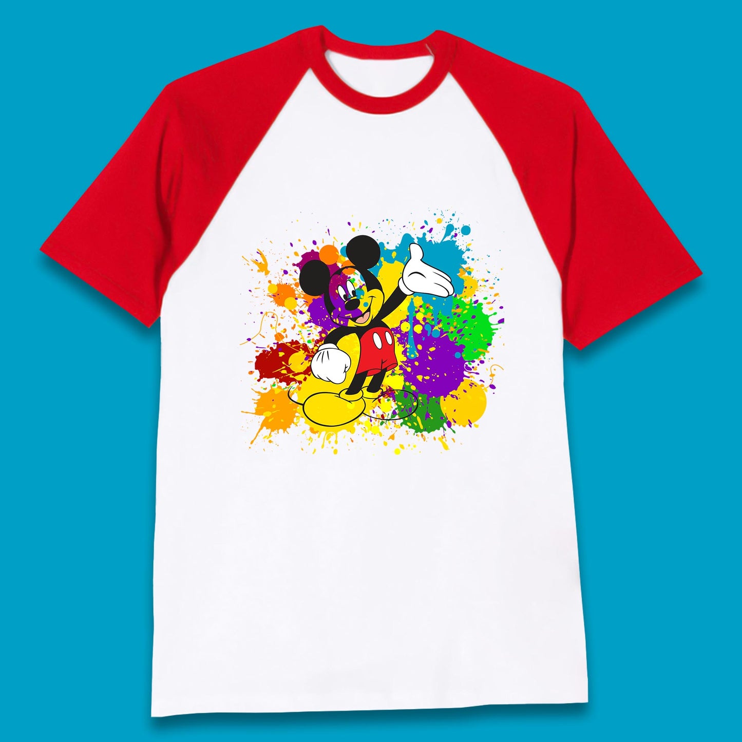 Abstract Paint Splashing On Disney Mickey Mouse Disneyland Trip Baseball T Shirt