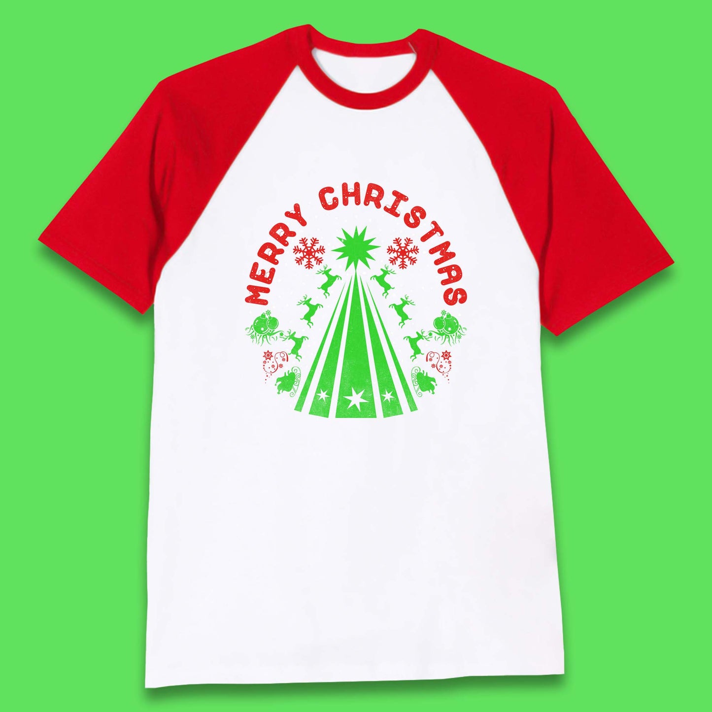 merry christmas reindeers baseball t shirt