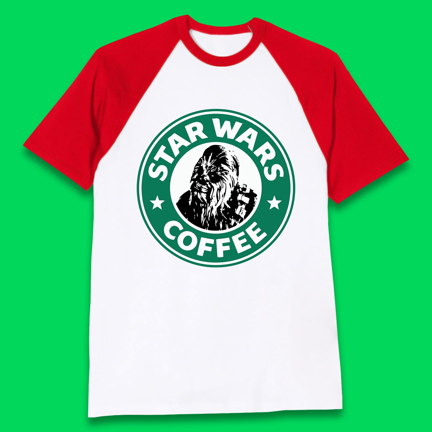 Chewbacca Star Wars Coffee Sci-fi Action Adventure Movie Character Starbucks Coffee Spoof 46th Anniversary Baseball T Shirt