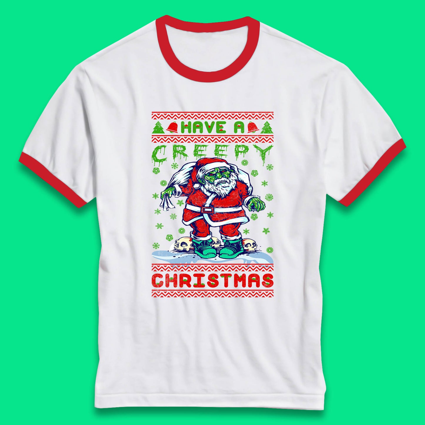 zombie santa claus ringer t shirt