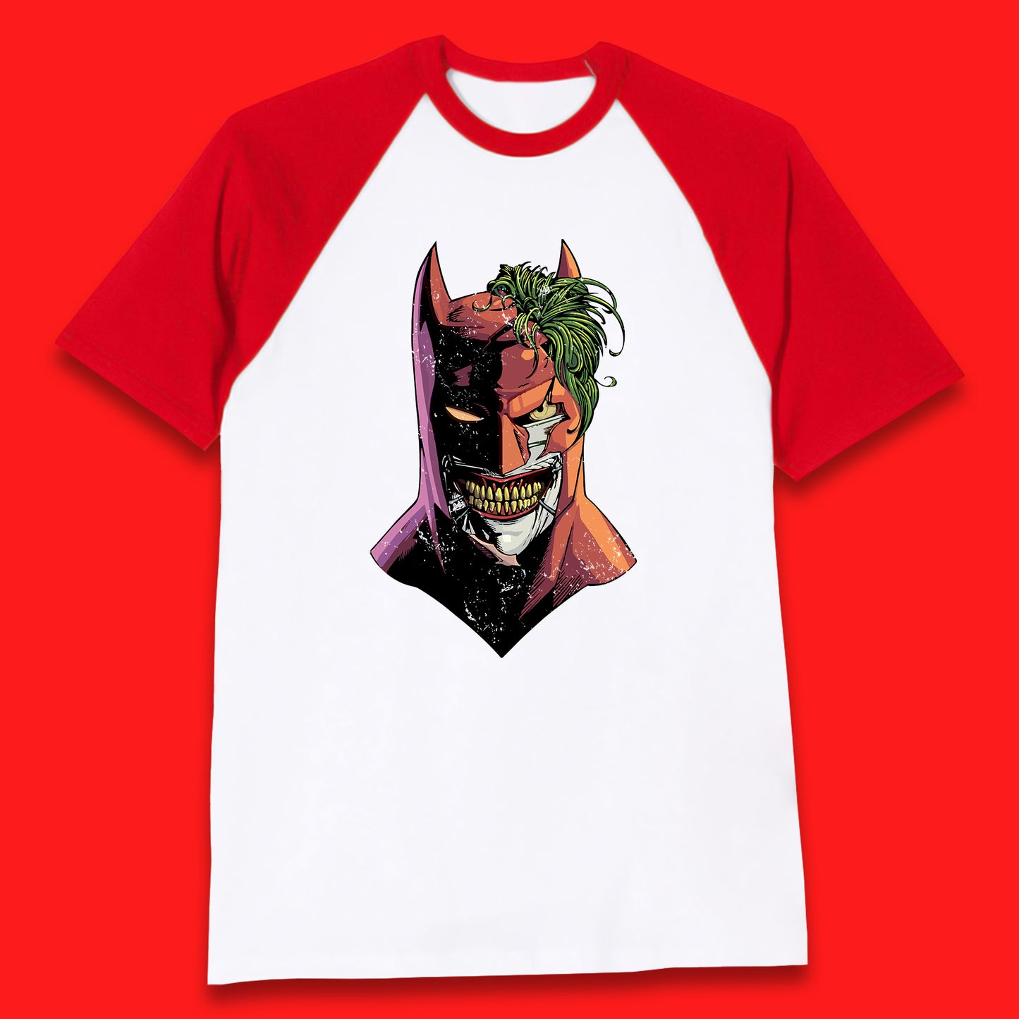 DC Comics Batman Mouth Wall Batman X The Joker Spoof Supervillain Comic Book Character Baseball T Shirt