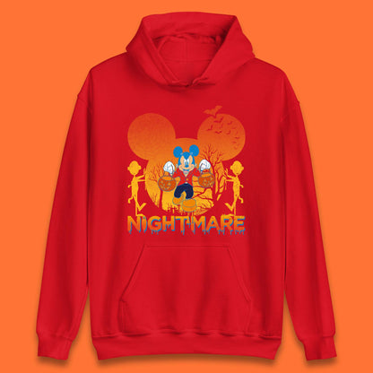 Halloween Nightmare Disney Mickey Mouse Holding Pumpkin Bucket Horror Scary Disneyland Trip Unisex Hoodie