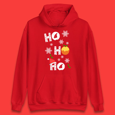 Ho Ho Ho Christmas Santa Hat Happy Christmas Pudding Xmas Festive Unisex Hoodie