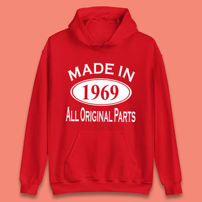 Made In 1969 All Original Parts Vintage Retro 54th Birthday Funny 54 Years Old Birthday Gift Unisex Hoodie