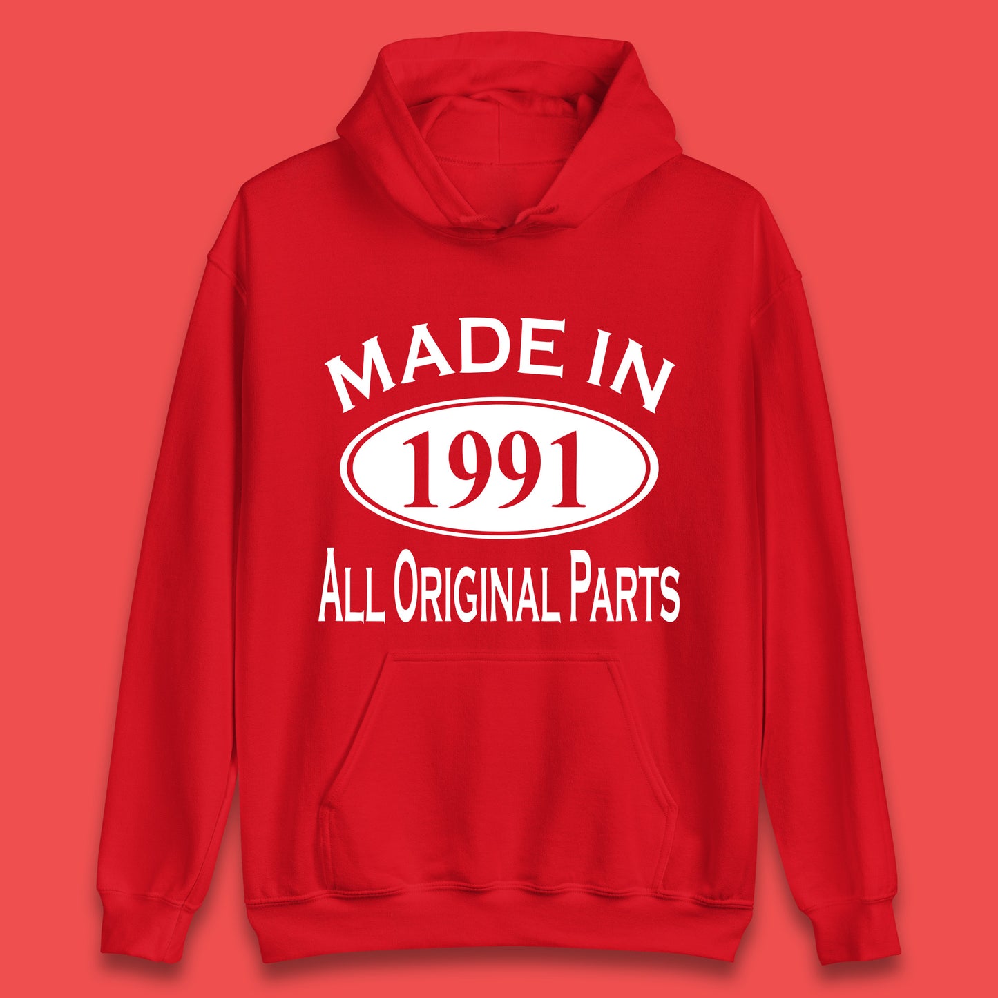 Made In 1991 All Original Parts Vintage Retro 32nd Birthday Funny 32 Years Old Birthday Gift Unisex Hoodie