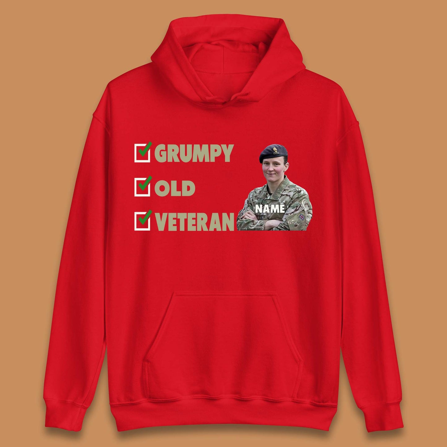 Personalised Grumpy Old Veteran Unisex Hoodie