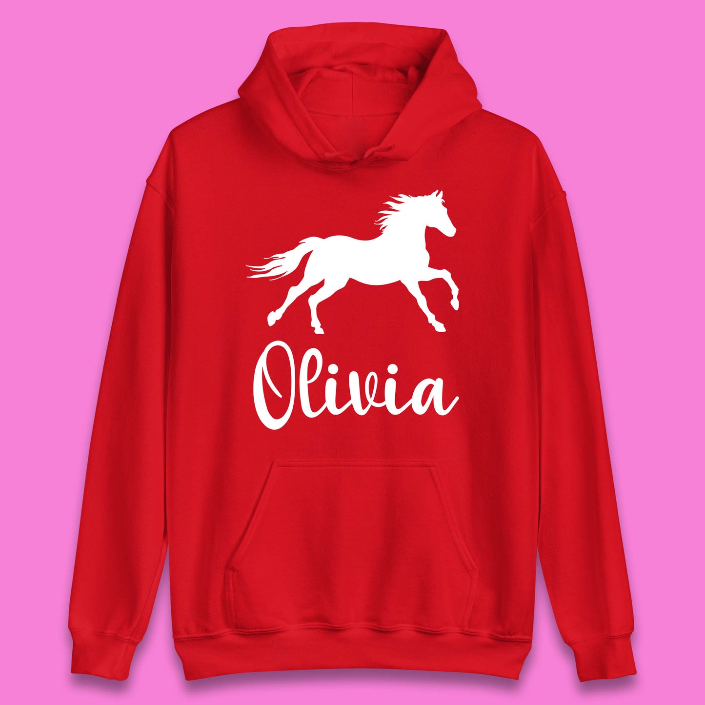 Personalised Running Unicorn Your Name Or Custom Text Horse & Pony Lover Magic Believer Unisex Hoodie