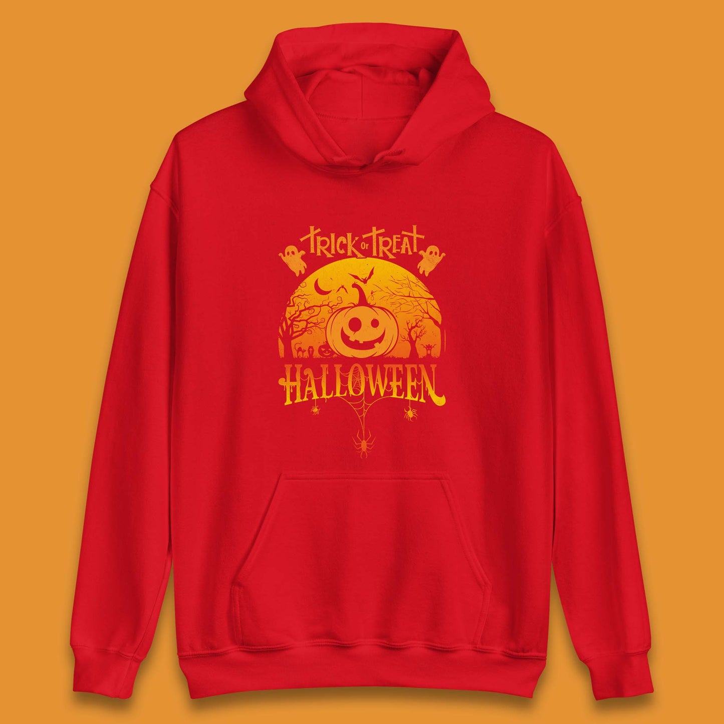 Trick Or Treat Halloween Pumpkin Haunted Trees Scary Spooky Season Unisex Hoodie