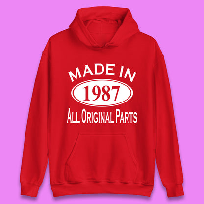 Made In 1987 All Original Parts Vintage Retro 36th Birthday Funny 36 Years Old Birthday Gift Unisex Hoodie