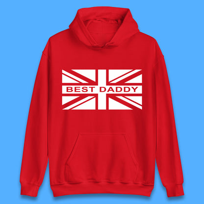 Best Daddy Vintage Union Jack Great Britain United Kingdom England Flag Patriotic Dad Father's Day Unisex Hoodie