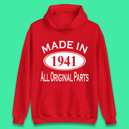 Made In 1941 All Original Parts Vintage Retro 82nd Birthday Funny 82 Years Old Birthday Gift Unisex Hoodie