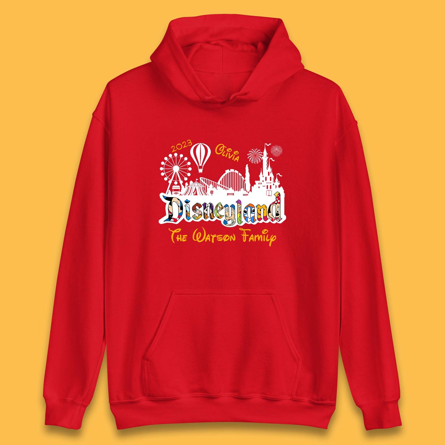 Personalised Disneyland Family Vacation Your Name Disneyland Castle Disneyworld Trip Unisex Hoodie