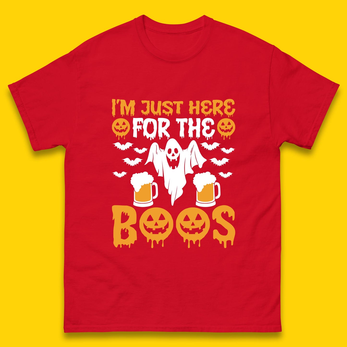 I'm Just Here For The Boos Halloween Boo Ghosts Drinking Beer Mens Tee Top