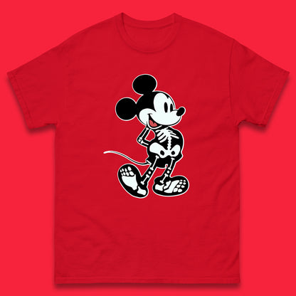 Disney Mickey Mouse Skeleton Funny Horror Scary Cartoon Character Mickey Skull Disneyland Vacation Trip Disney World Mens Tee Top