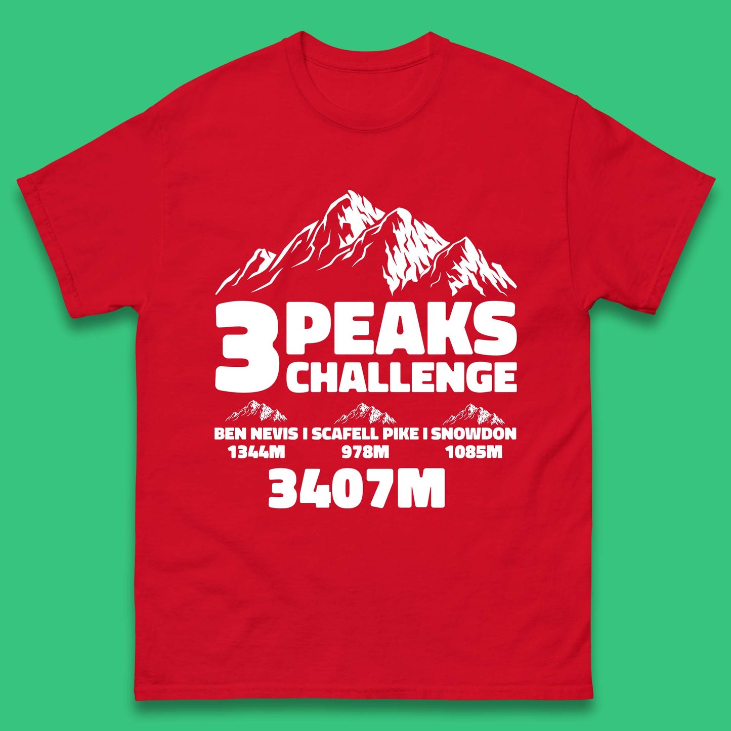 3 Peaks Challenge Hiking Mens T Shirt