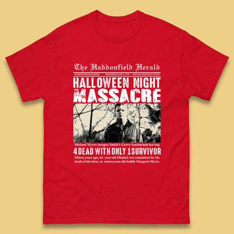 Vintage Halloween Night Massacre 1978 Halloween Newspaper Horror Michael Myers Mens Tee Top