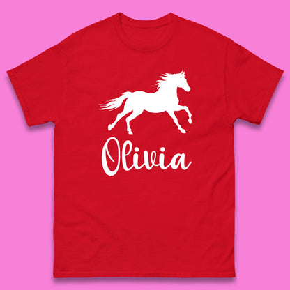 Personalised Running Unicorn Your Name Or Custom Text Horse & Pony Lover Magic Believer Mens Tee Top