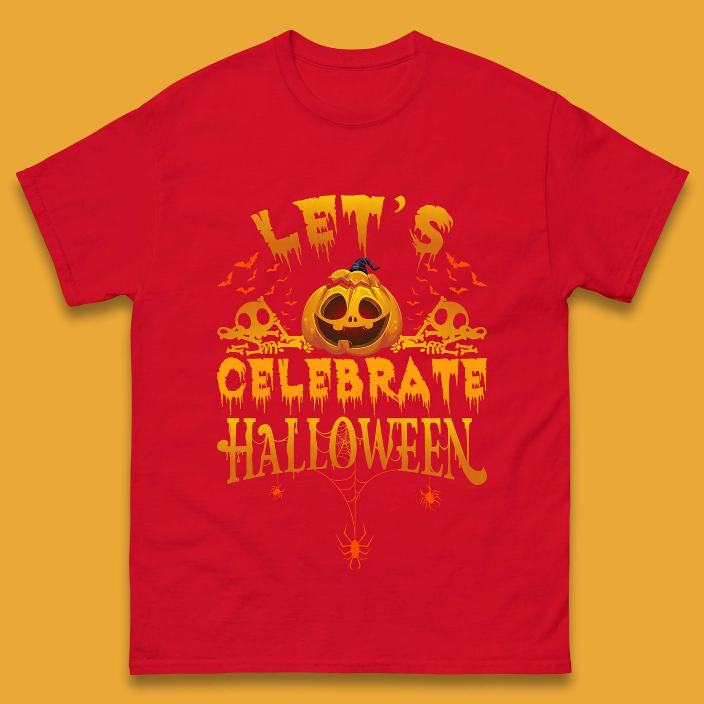 Let's Celebrate Halloween Horror Evil Pumpkin Scary Spooky Mens Tee Top