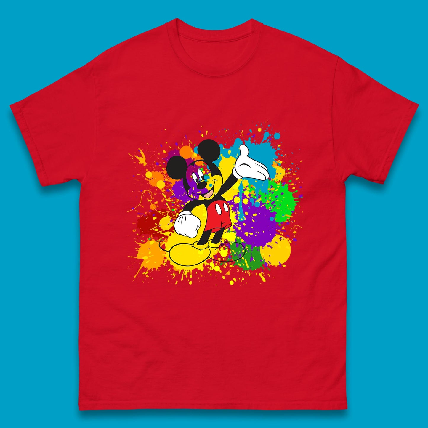 Abstract Paint Splashing On Disney Mickey Mouse Disneyland Trip Mens Tee Top