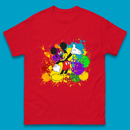 Abstract Paint Splashing On Disney Mickey Mouse Disneyland Trip Mens Tee Top