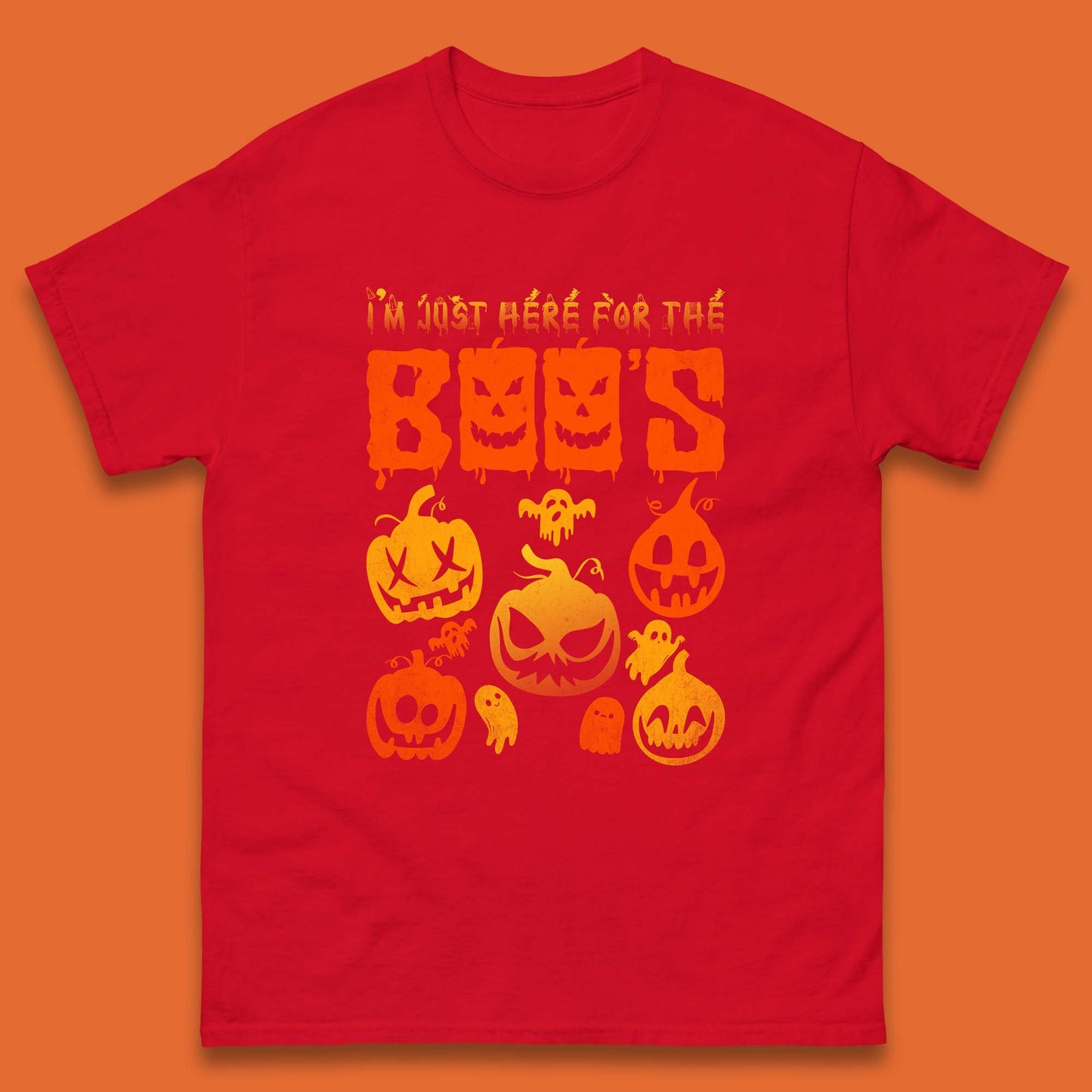 I'm Just Here For The Boos Halloween Funny Pumpkin Ghost Boos Jack-o-lantern Mens Tee Top