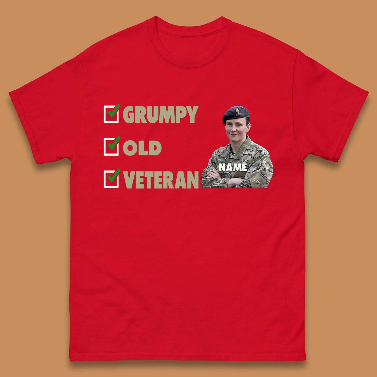 Personalised Grumpy Old Veteran Mens T-Shirt