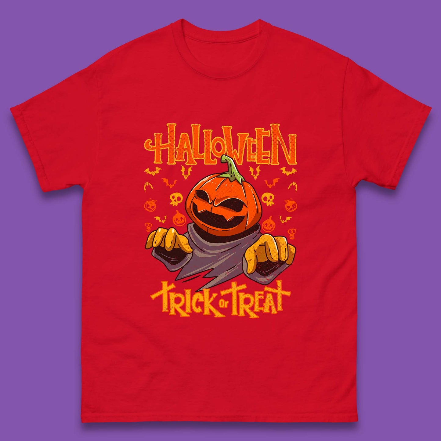 Halloween Trick Or Treat Pumpkin Character Halloween Scary Evil Pumpkin Mens Tee Top