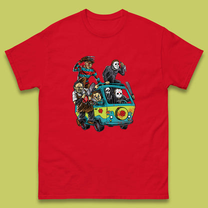 Halloween Scooby Doo Friends Van Horror Movie Villians Characters Mystery Machine Mens Tee Top