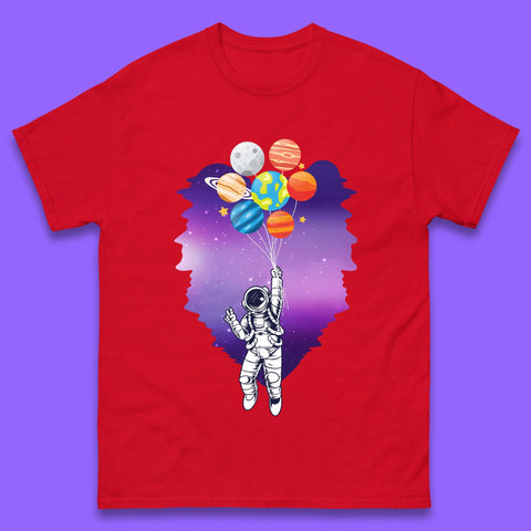 Astronaut Space Planets Balloons Mens T-Shirt