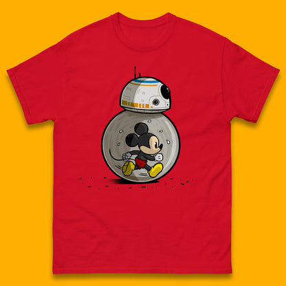 Disney Mickey Mouse BB-8 Funny Star Wars BB8 Running Mickey Disney Trip Star Wars 46th Anniversary Mens Tee Top