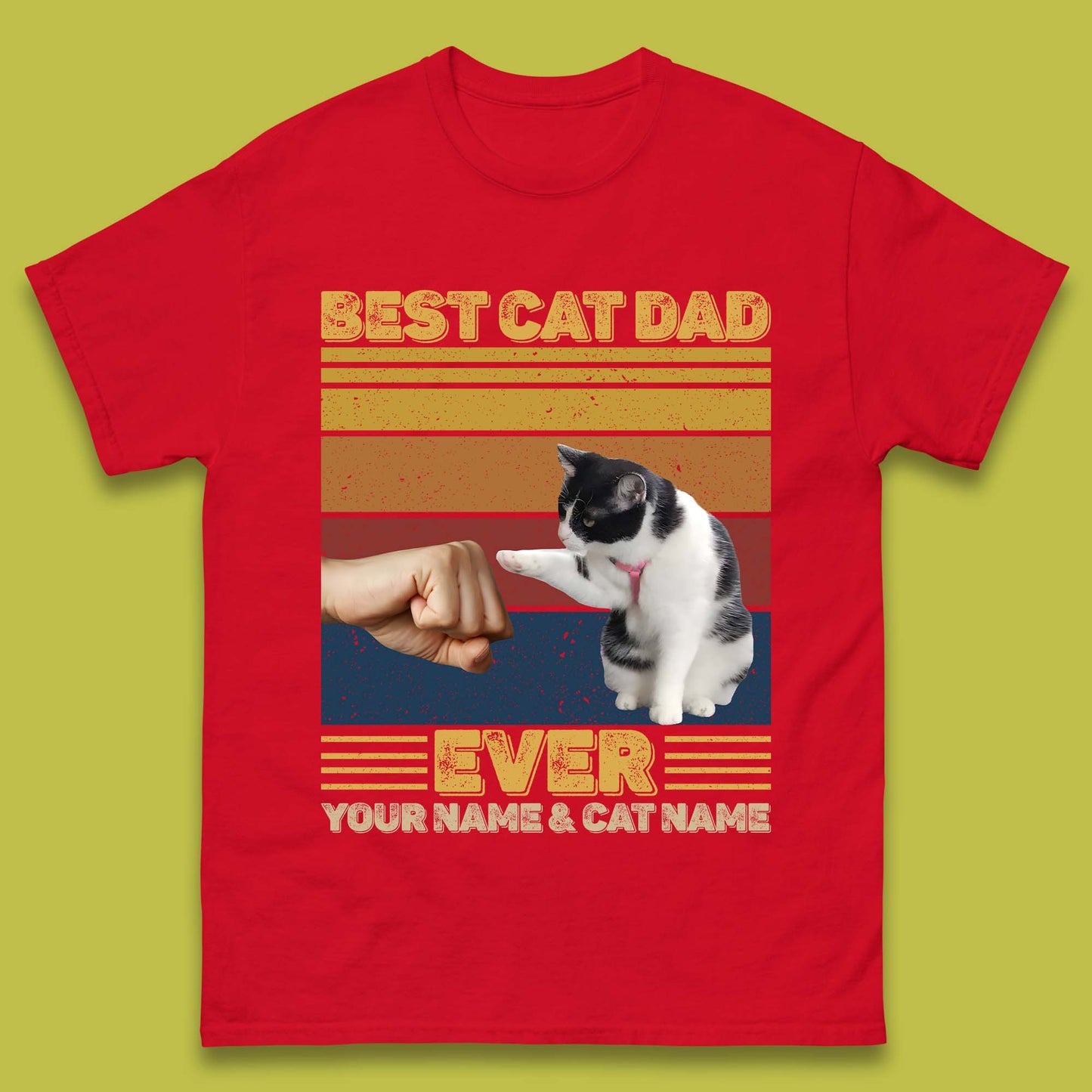 Personalised Best Cat Dad Ever Mens T-Shirt