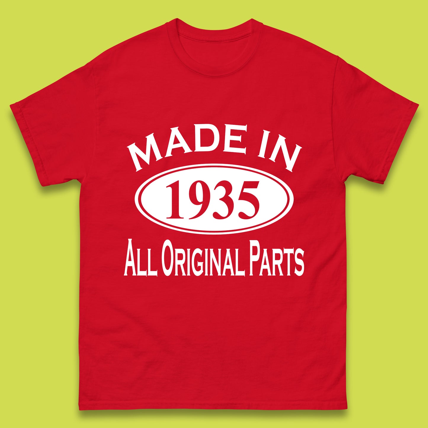 Made In 1935 All Original Parts Vintage Retro 88th Birthday Funny 88 Years Old Birthday Gift Mens Tee Top