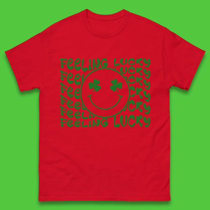 Feeling Lucky Smiley Shamrock Mens T-Shirt