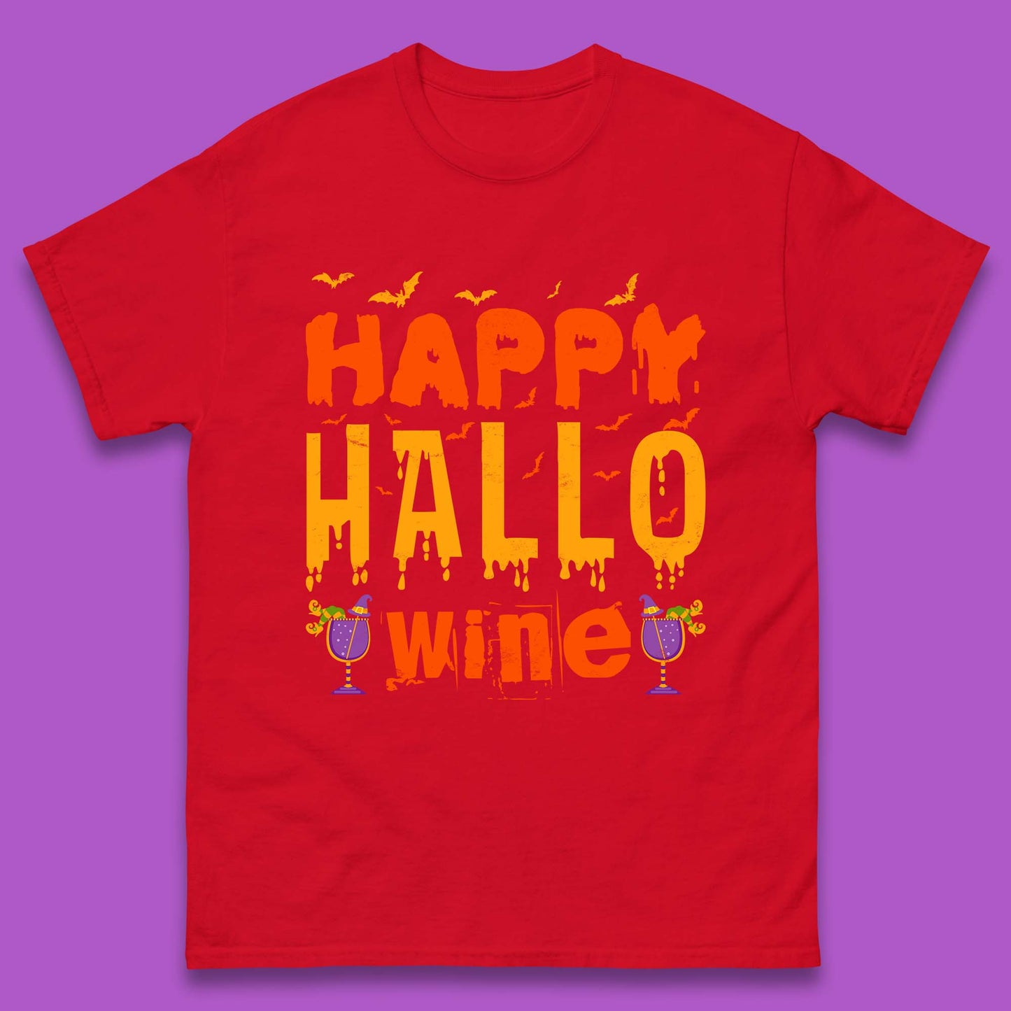 Happy Hallowine Funny Halloween Wine Drinking Party Wine Lover Mens Tee Top