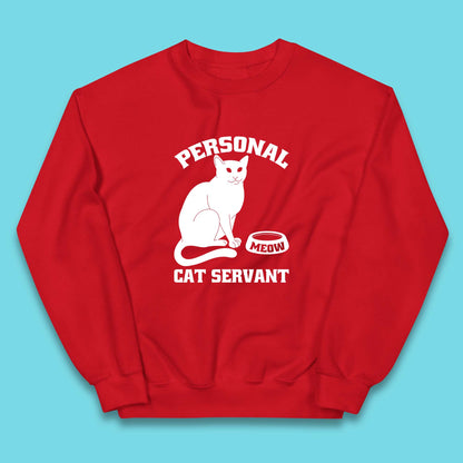 Personal Cat Servant Meow Funny Black Cat Lover Gift Kids Jumper