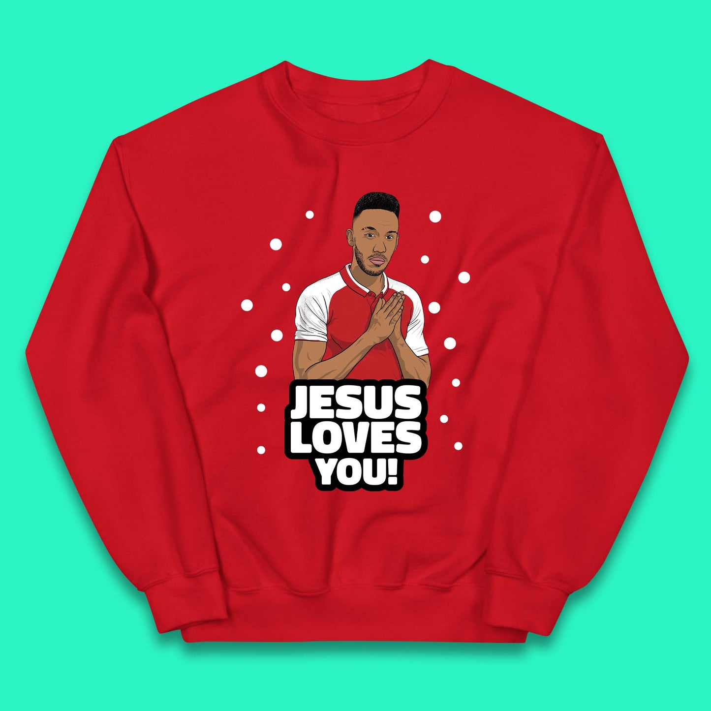 Jesus Loves You Footballer Christmas  Kids Jumper