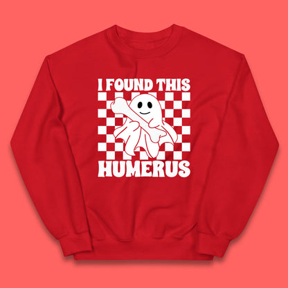 I Found This Humerus Halloween Bone Joke Funny Ghost Halloween Costume Kids Jumper