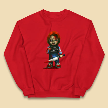 Chucky Mug Shot Chicago Police Dept Ray Charles Lee Chucky Halloween Horror Movie Kids Jumper