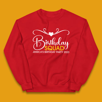 Personalised Birthday Squad Your Name And Birthday Year Funny Birthday Party Kids Jumper