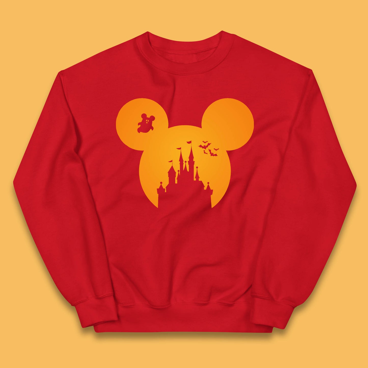 Disney Mickey Mouse Happy Halloween Disney Castle Halloween Scary Boo Flying Bats Kids Jumper