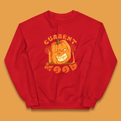 Current Mood Halloween Pumpkin Evil Scary Smile Horror Jack-o-Lantern Kids Jumper